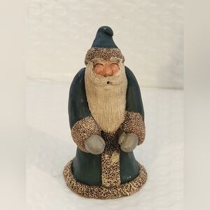 Festive Gail Laura Santa Figurine in Green and Cream, 1989